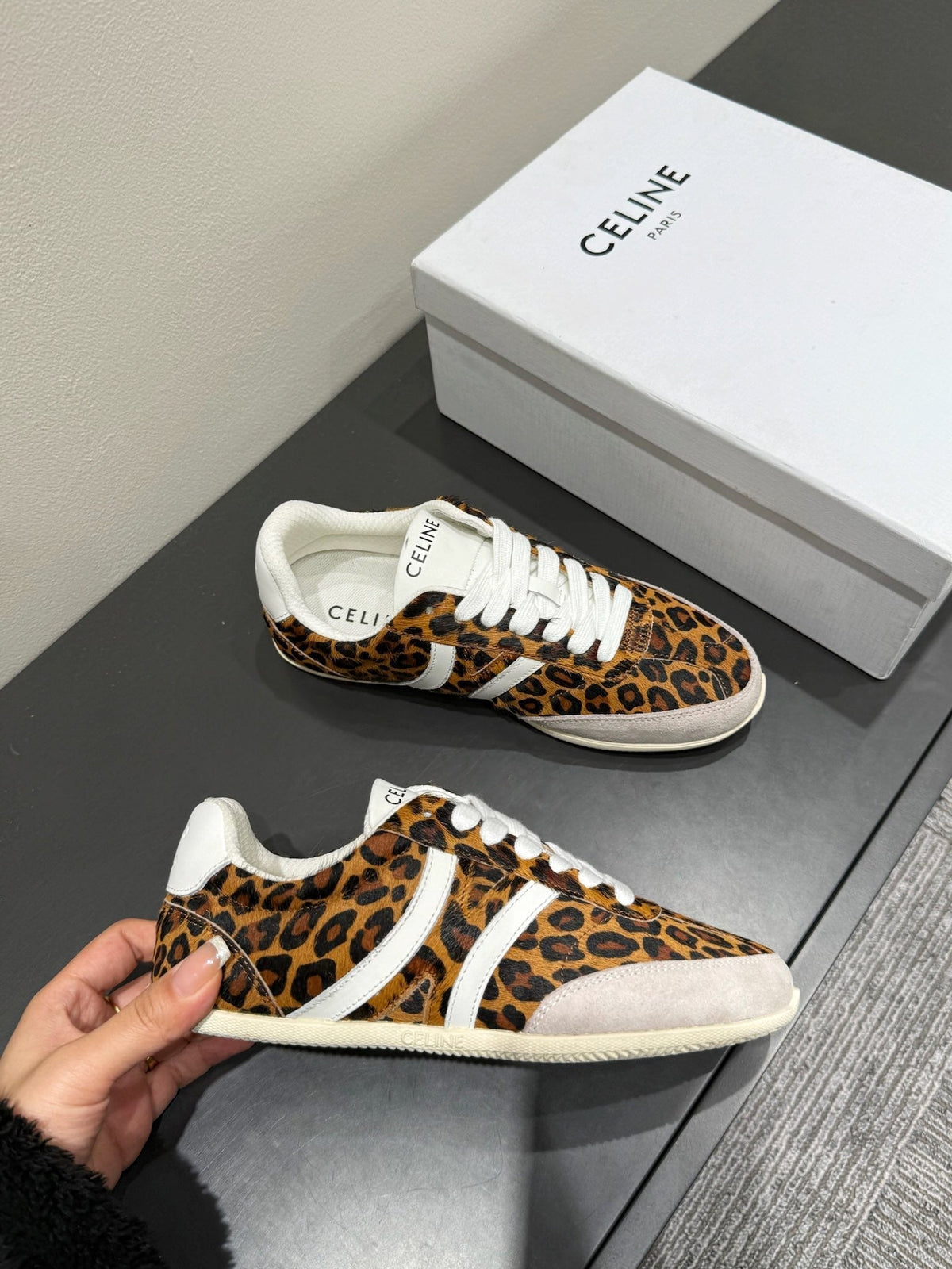 JOGGER LOW LACE-UP SNEAKER IN LEOPARD PRINTED HAIRY CALFSKIN