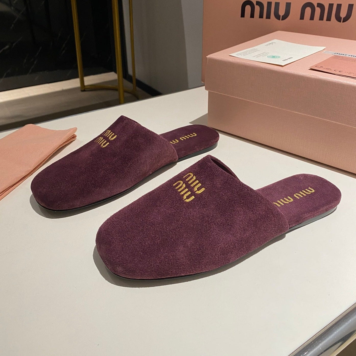 MULES SLIPPERS RETRO REBECCA PURPLE SUEDE