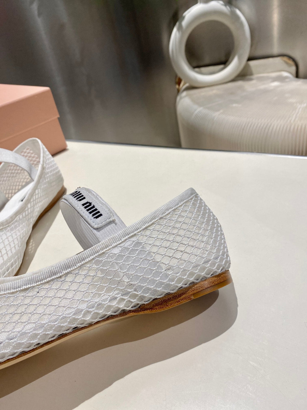 MARY JANE FLAT IN WHITE MESH
