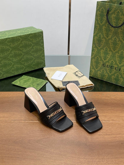 GG SIGNORIA SLIDE SANDAL BLACK DENIM