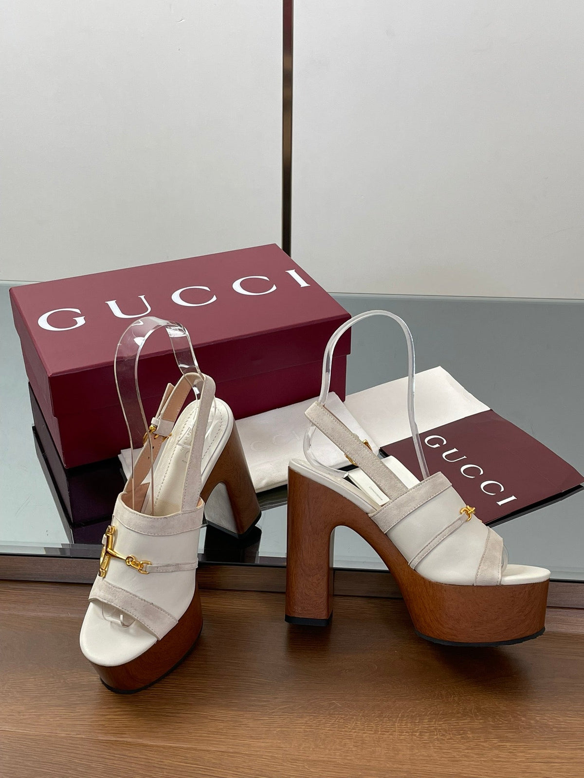 HIGH HEEL SANDALS 13 CM IN CREAM WHITE CALFSKIN MIX SUEDUE GOLD HARDWARE