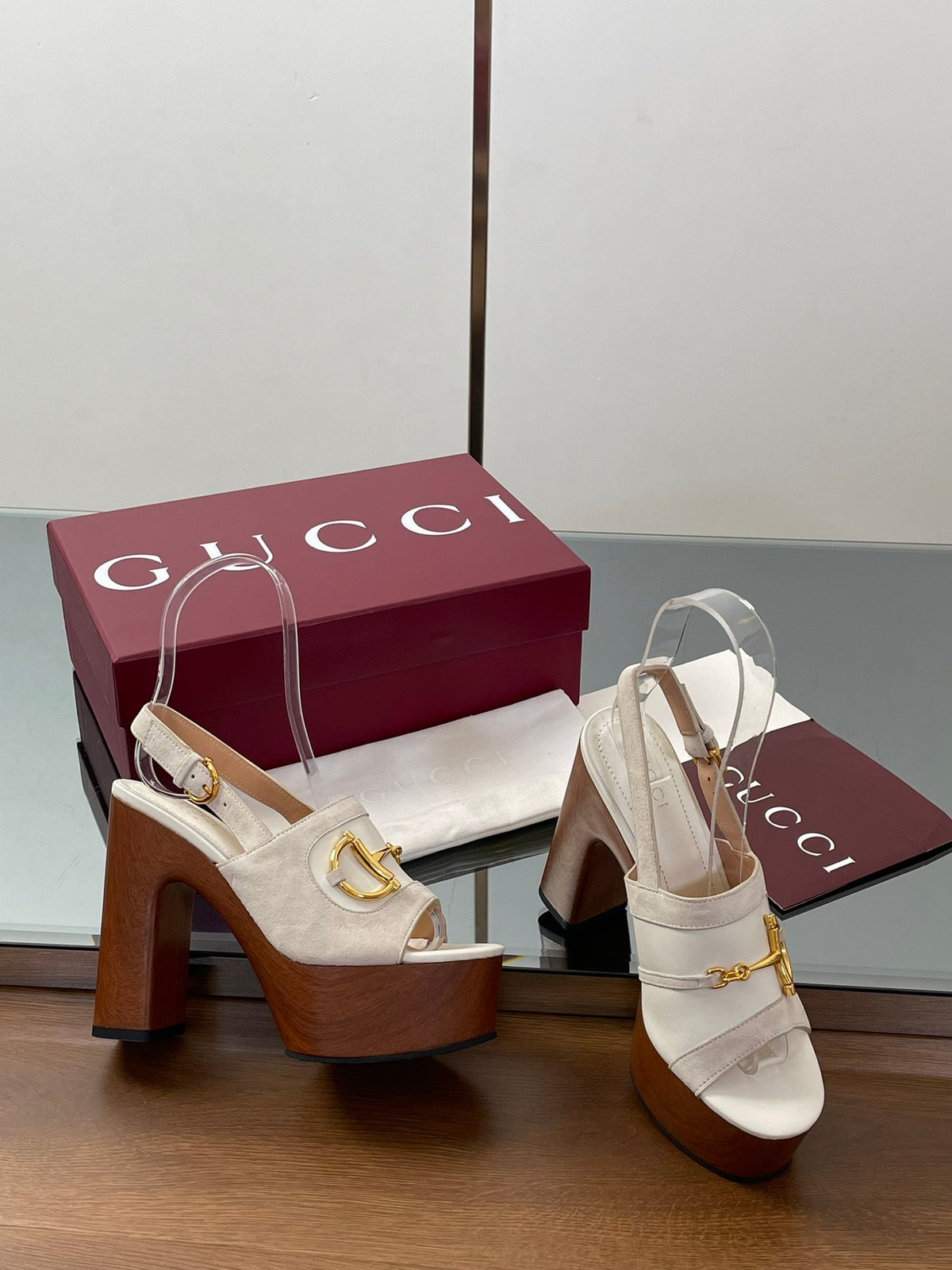 HIGH HEEL SANDALS 13 CM IN CREAM WHITE CALFSKIN MIX SUEDUE GOLD HARDWARE