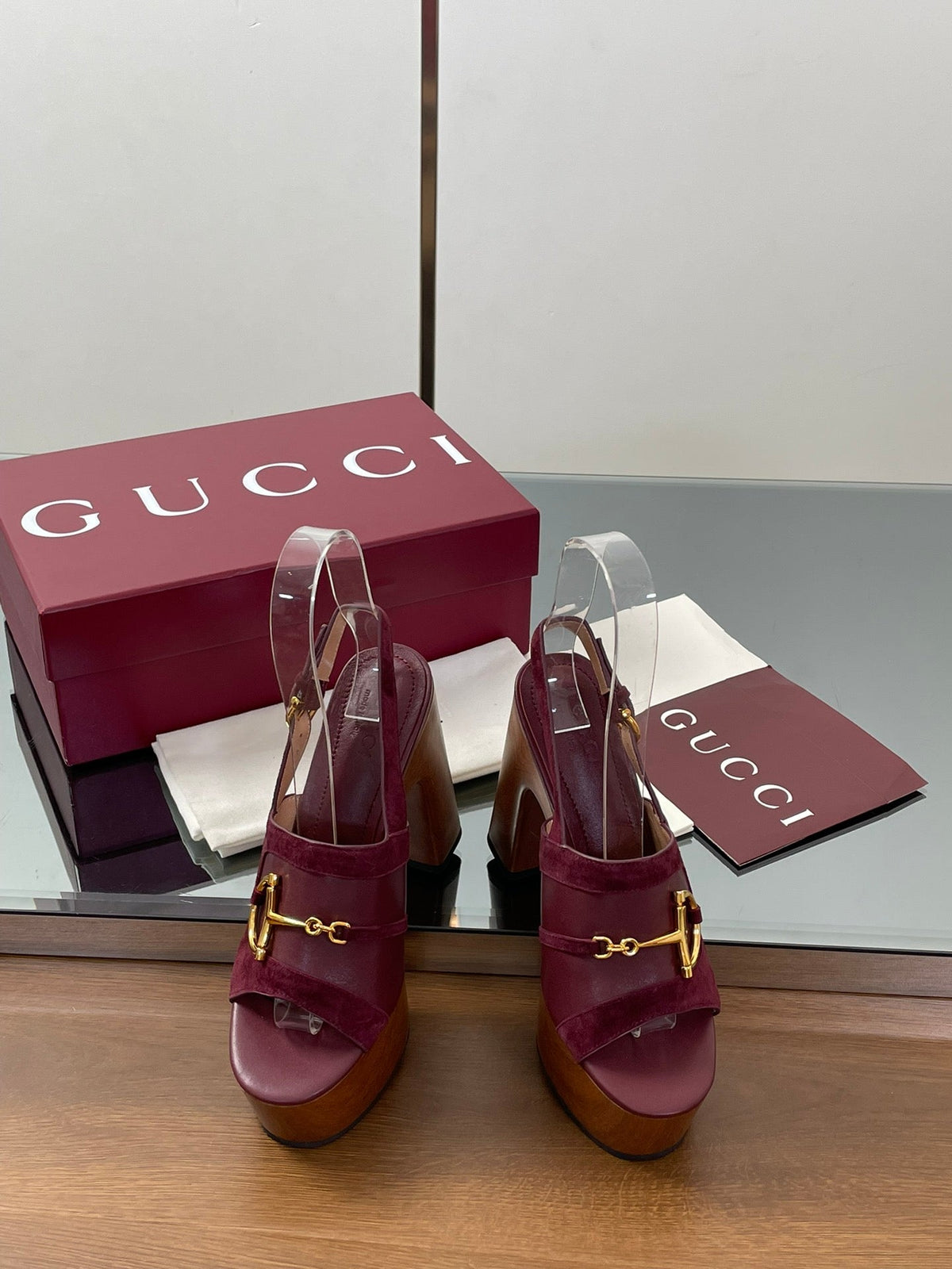 HIGH HEEL SANDALS 13 CM IN DARK RED CALFSKIN MIX SUEDUE GOLD HARDWARE