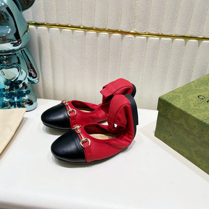 GG BALLET SUPER SLIM BUCKLE BLACK AND CRIMSON LAMBSKIN