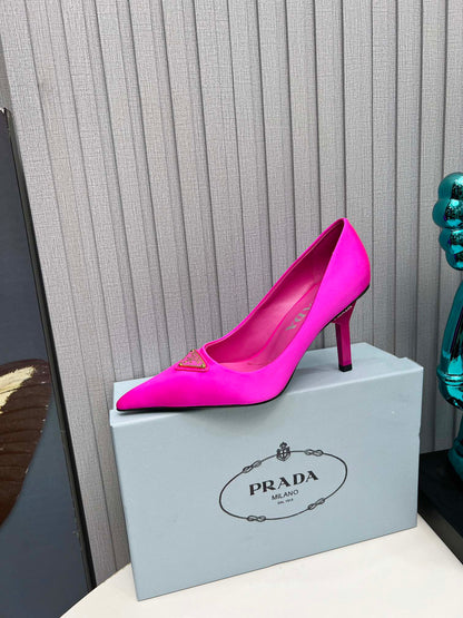 HIGH-HEEL PUMPS IN HOT PINK SATIN