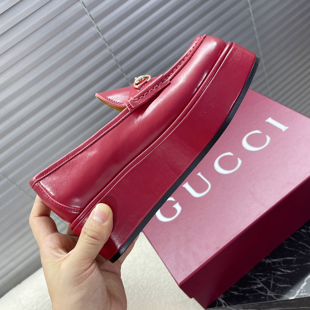 HORSEBIT PLATFORM LOAFER IN CRIMSON RED CALFSKIN