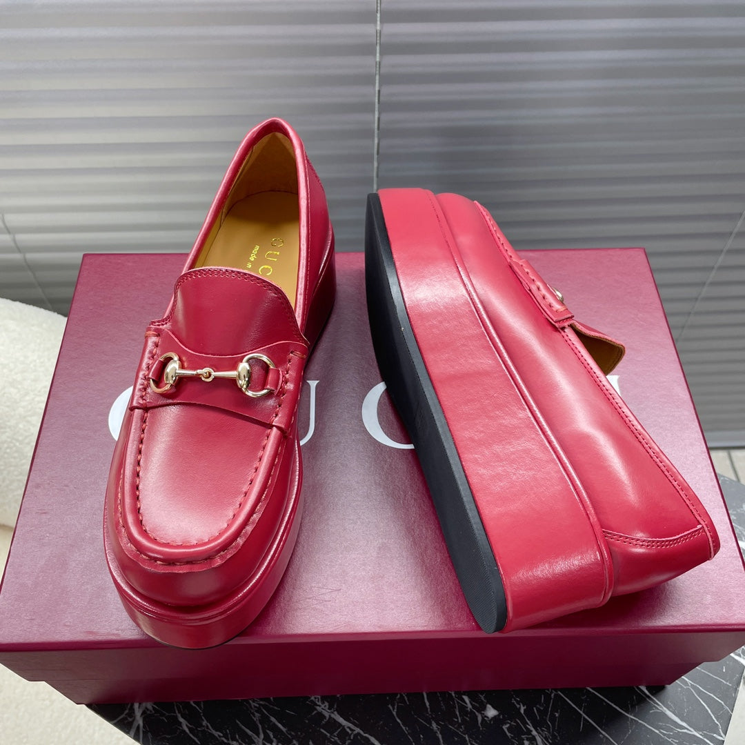 HORSEBIT PLATFORM LOAFER IN CRIMSON RED CALFSKIN