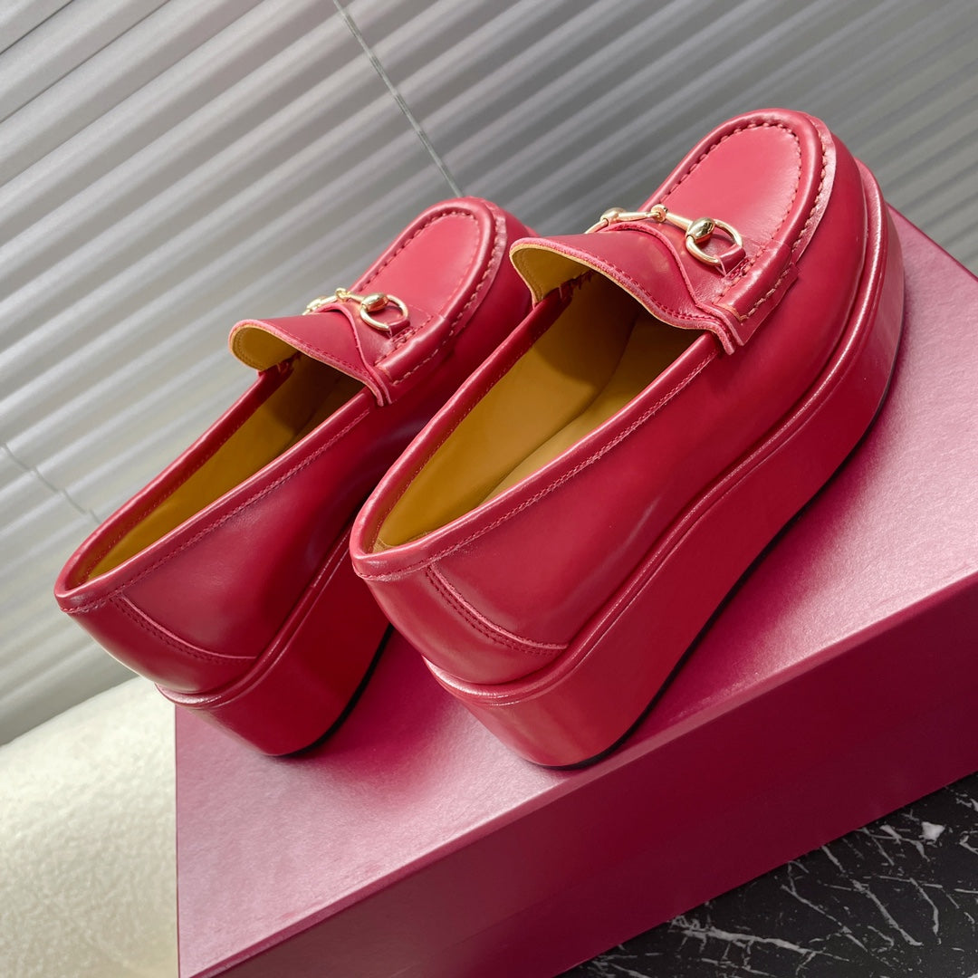 HORSEBIT PLATFORM LOAFER IN CRIMSON RED CALFSKIN