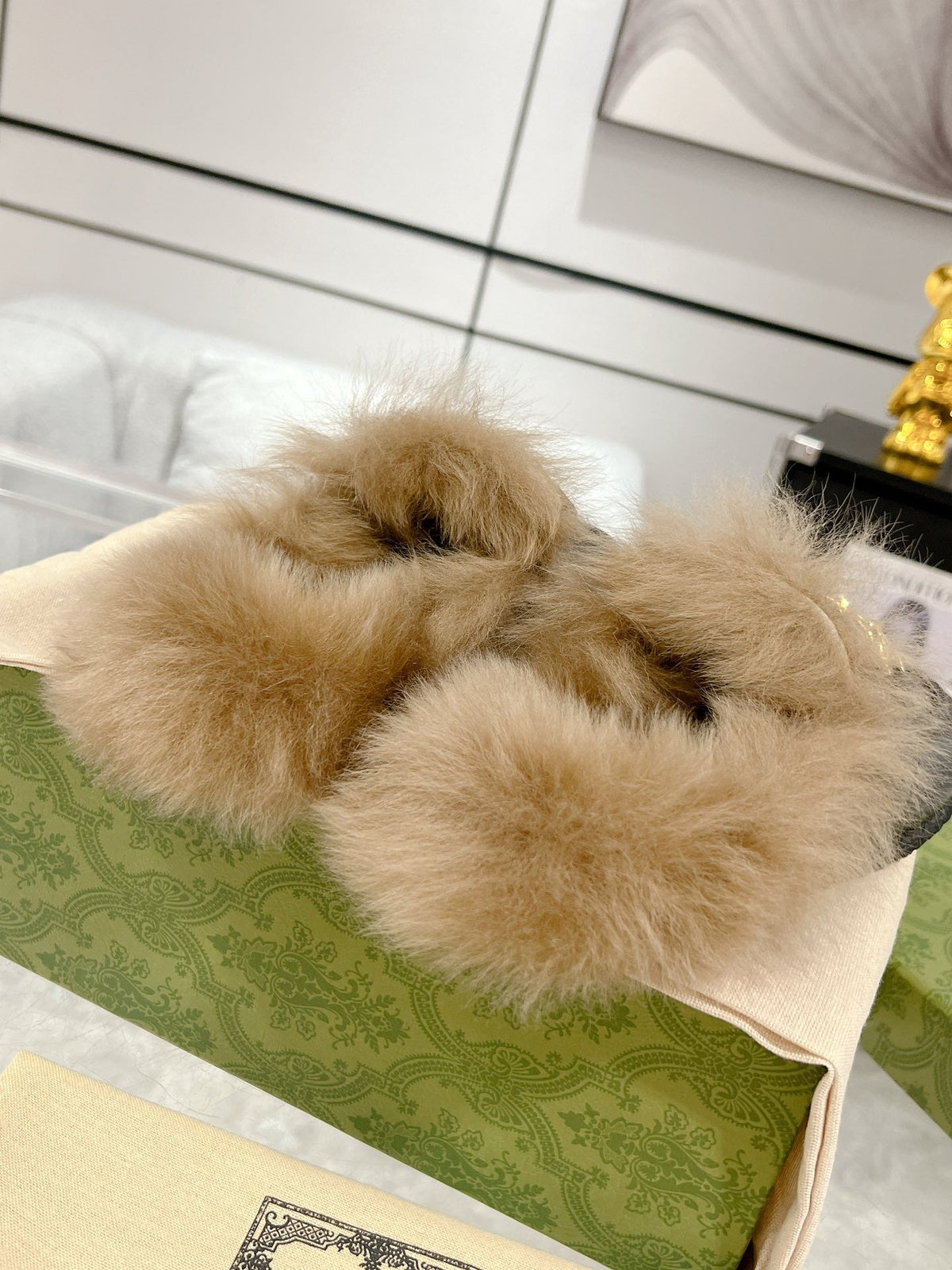 HORSEBIT MULE WITH WEB IN BLACK CALFSKIN MIX MINK FUR