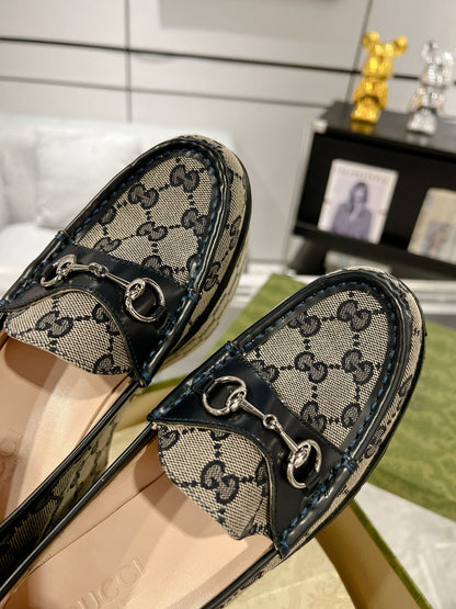 GG HORSEBIT PLATFORM LOAFER BLACK CALFSKIN