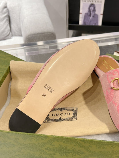 GG & ADIDAS MULE HORSEBIT BUCKLE LIGHT PINK CANVAS