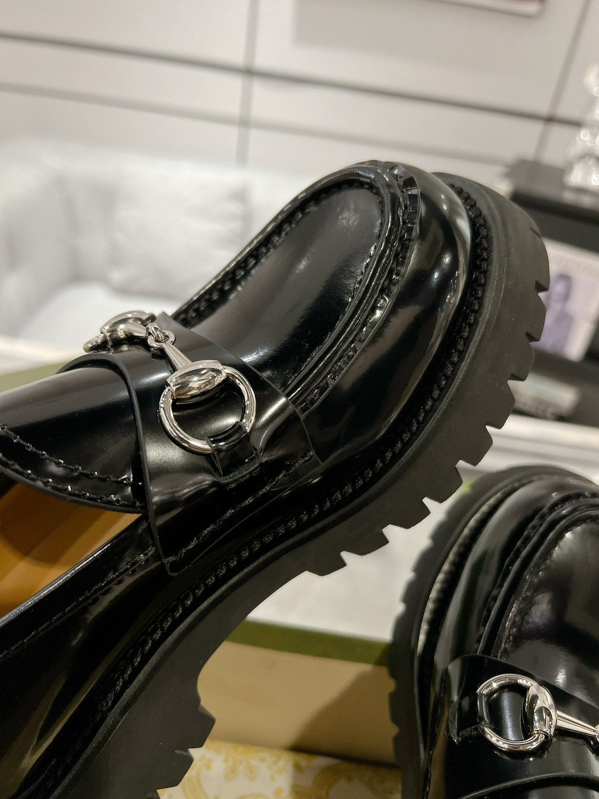 GG LOAFER WITH HORSEBIT GLOSSY BLACK CALFSKIN