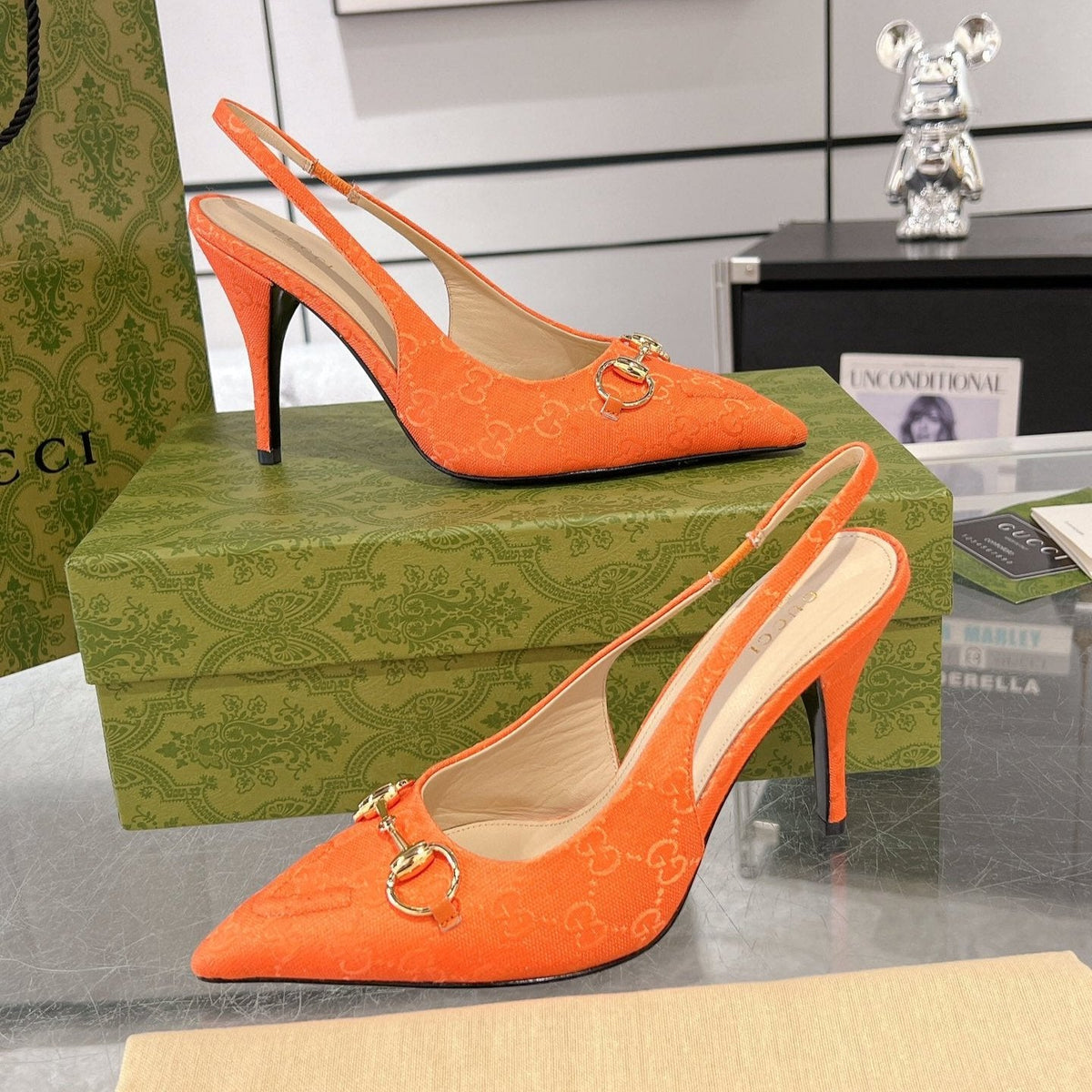 HORSEBIT SLINGBACK 105 IN ORANGE CANVAS