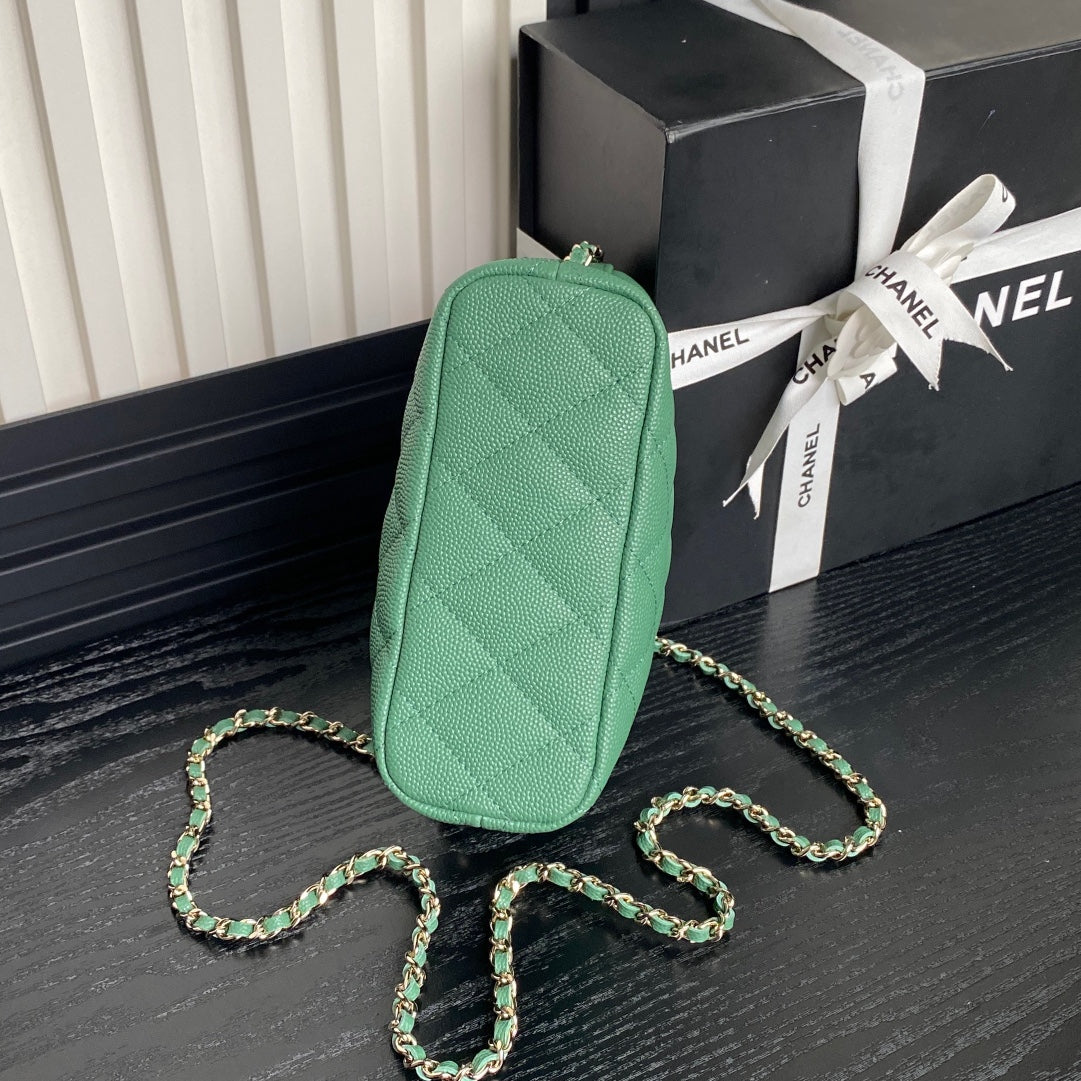 HOBO BAG 21 IN GREENISH GRAINED CALFSKIN GOLD HARDWARE