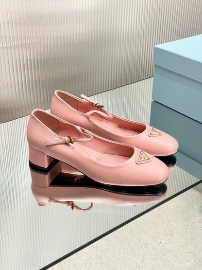 PRA NAPPA MARY JANE PUMPS LIGHT PINK LAMBSKIN