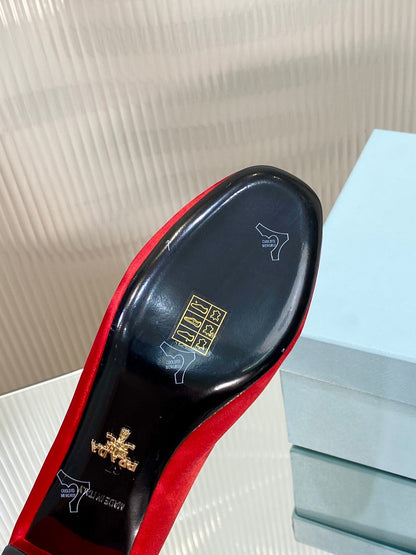 PRA NAPPA MARY JANE PUMPS CRIMSON SATIN