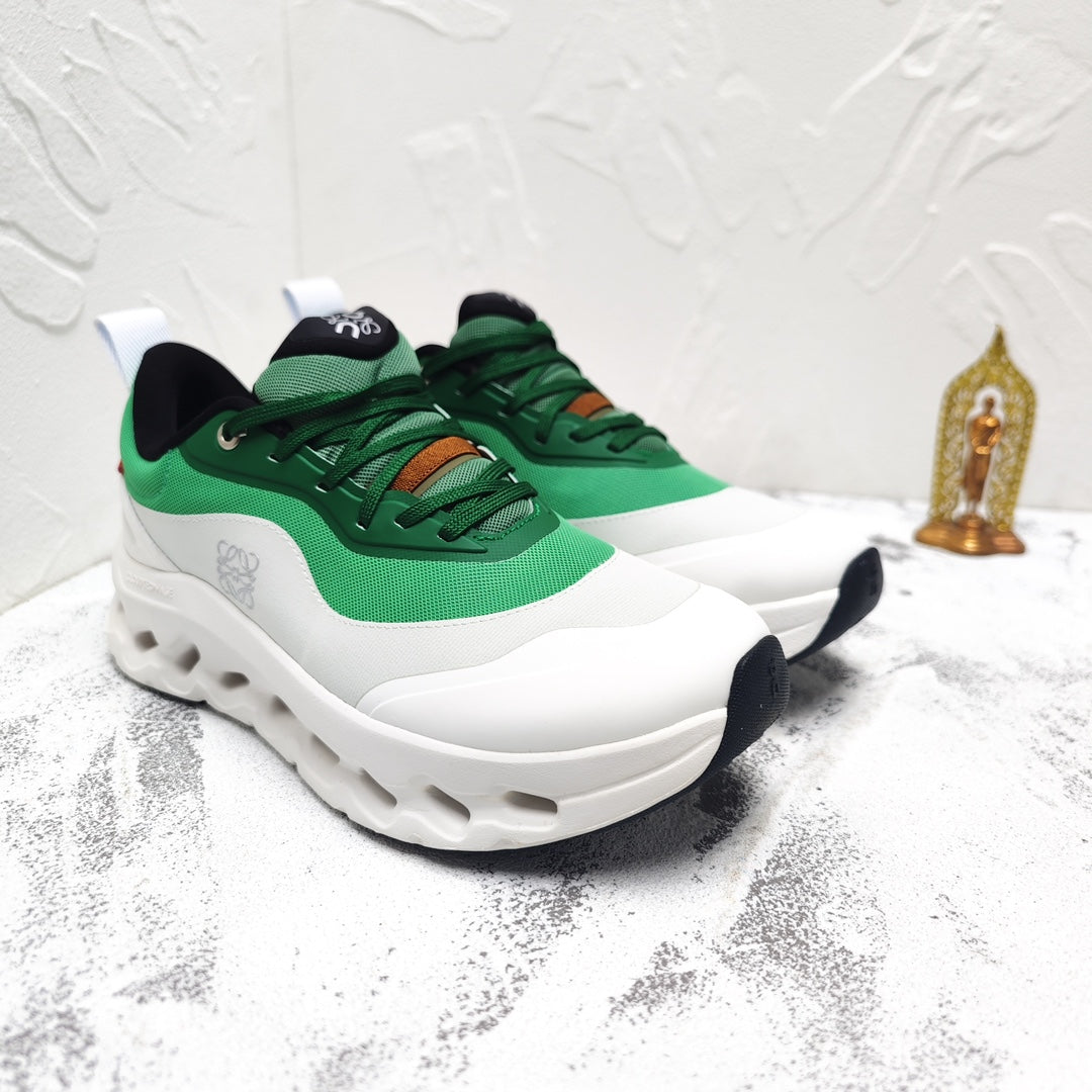 CLOUDTILT 2.0 SNEAKER EMERALD GREEN MIX PALE GRAY CALFSKIN AND BREATHABLE MESH