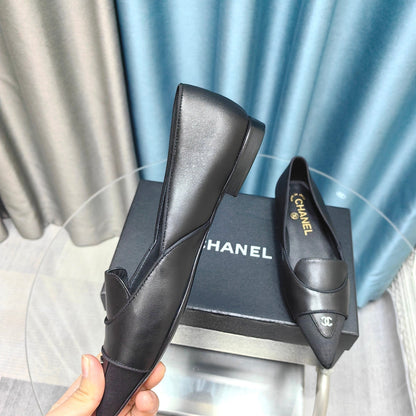 BALLET FLAT BLACK SHEEPSKIN POINTED TOE