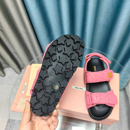 SANDALS BLACK MIX PINK SHEEPSKIN WITH HORIZONTAL STRAPS