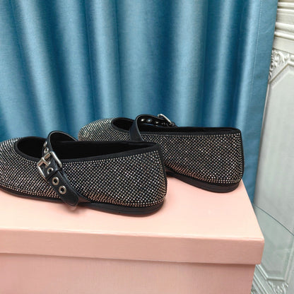 MARY JANE SHOES BLACK COWHIDE - SEQUIN