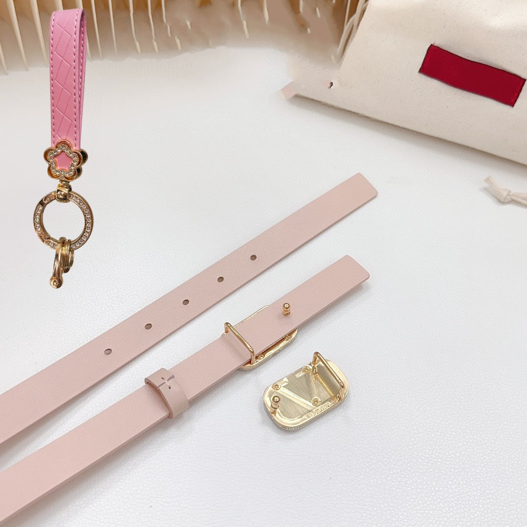 Silver Vlogo and Gold Hardware Buckle Pink Calfskin 20mm