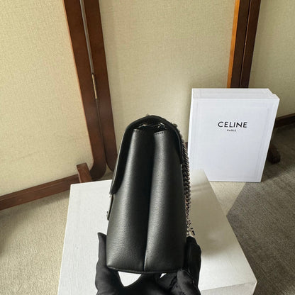 MEDIUM CELINE VICTOIRE BAG 25 IN BLACK CALFSKIN SILVER HARDWARE