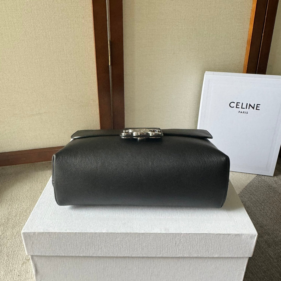 MEDIUM CELINE VICTOIRE BAG 25 IN BLACK CALFSKIN SILVER HARDWARE