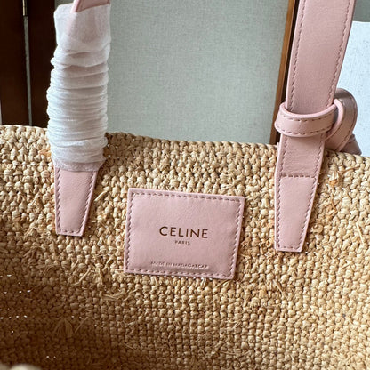 TEEN SUPPLE CELINE 22 PINK IN RAFFIA AND CALFSKIN