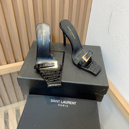 SL SQUARE TOED NUIT PUMPS BLACK CALFSKIN