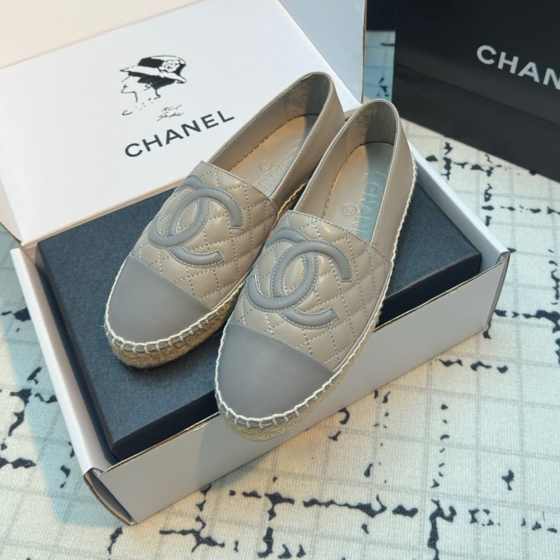 ESPADRILLES LOAFERS IN FLINT GREY LAMBSKIN