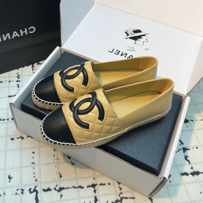 ESPADRILLES LOAFERS IN YELLOW MIX BLACK LAMBSKIN