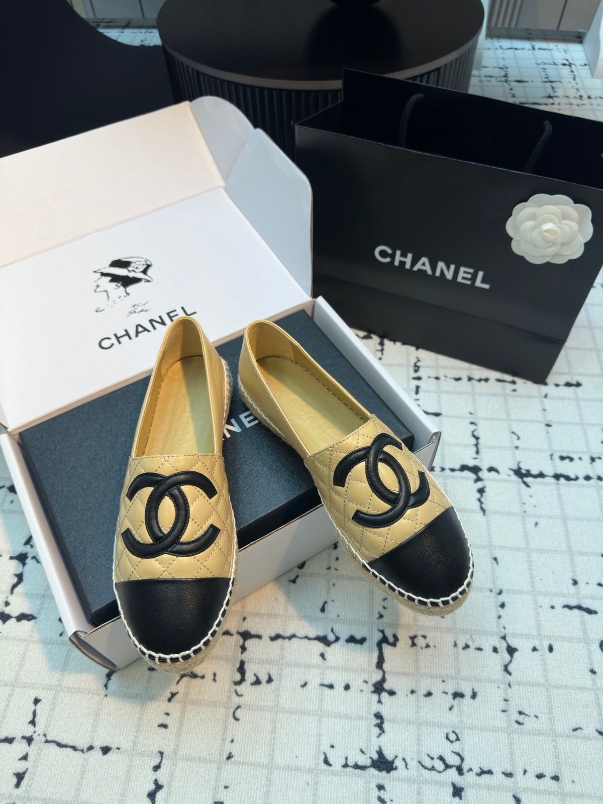 ESPADRILLES LOAFERS IN YELLOW MIX BLACK LAMBSKIN