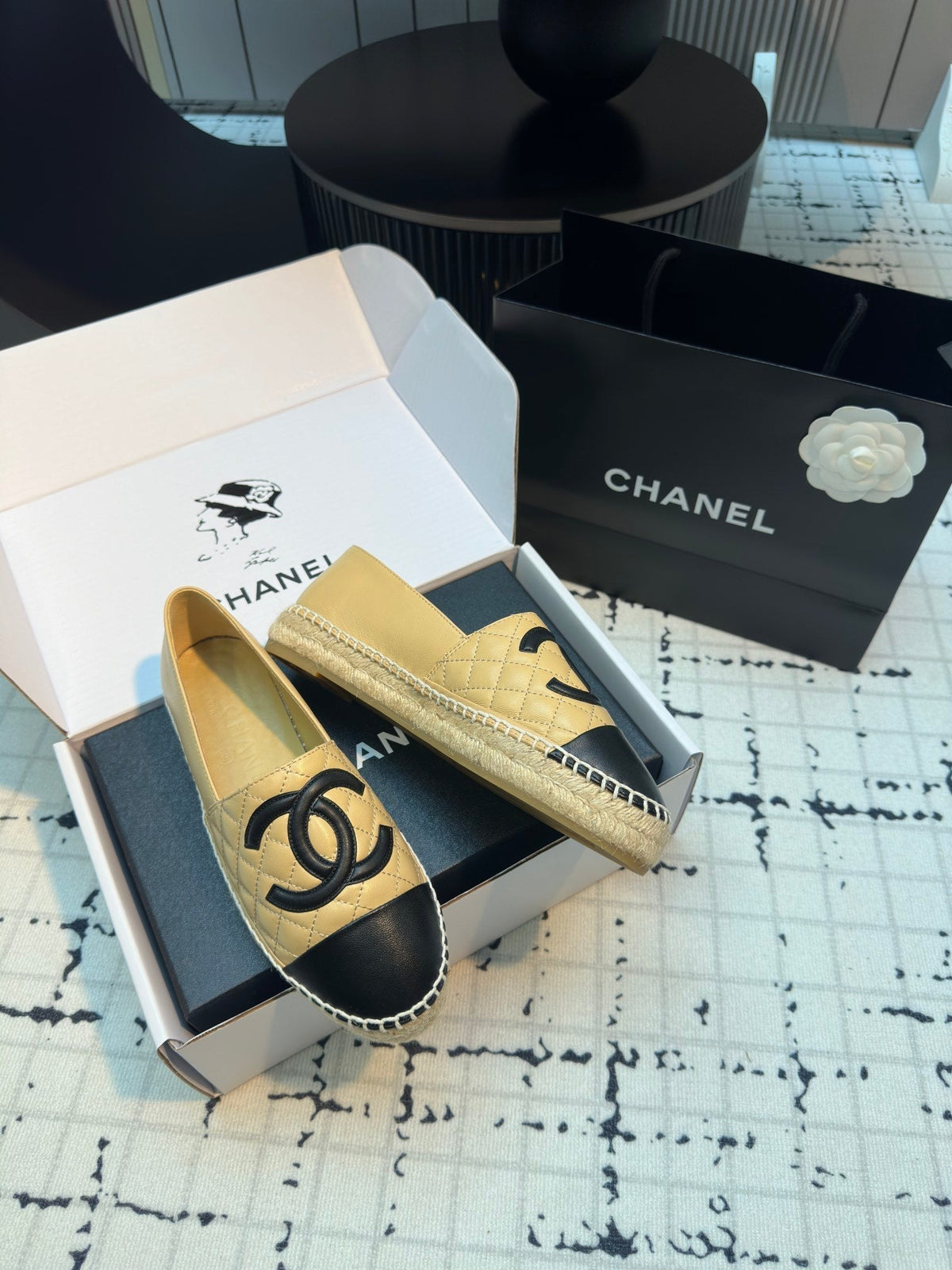 ESPADRILLES LOAFERS IN YELLOW MIX BLACK LAMBSKIN