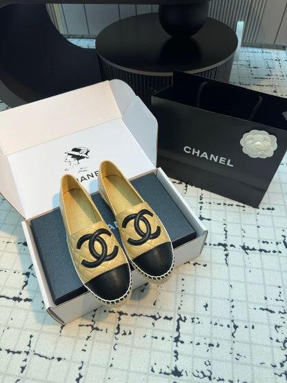 ESPADRILLES LOAFERS IN YELLOW MIX BLACK LAMBSKIN