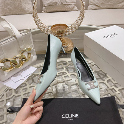 HIGH-HEELS 5 CM IN POWDER BLUE CALFSKIN