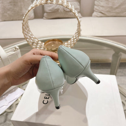 HIGH-HEELS 5 CM IN POWDER BLUE CALFSKIN