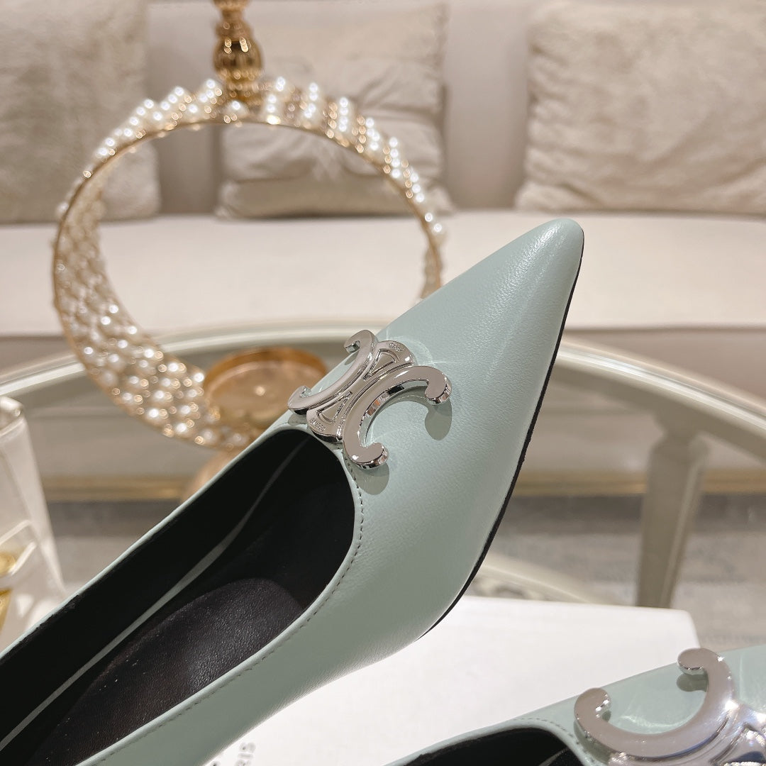 HIGH-HEELS 5 CM IN POWDER BLUE CALFSKIN
