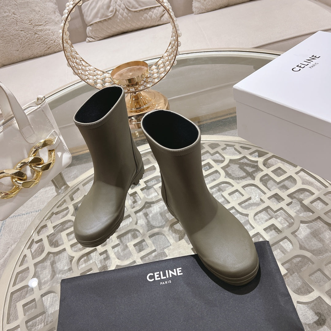 MID RAIN BOOTS IN WOOD BROWN NATURAL RUBBER