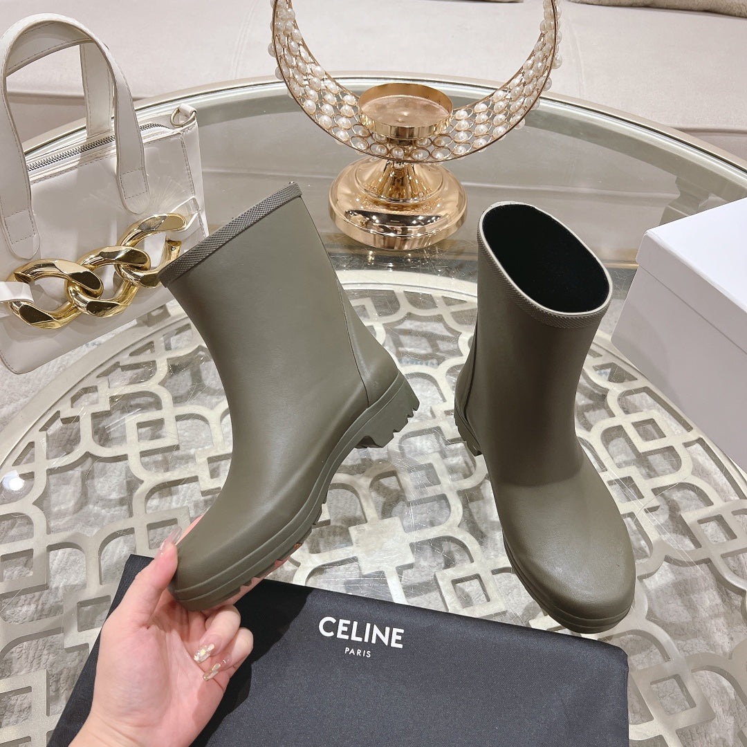 MID RAIN BOOTS IN WOOD BROWN NATURAL RUBBER