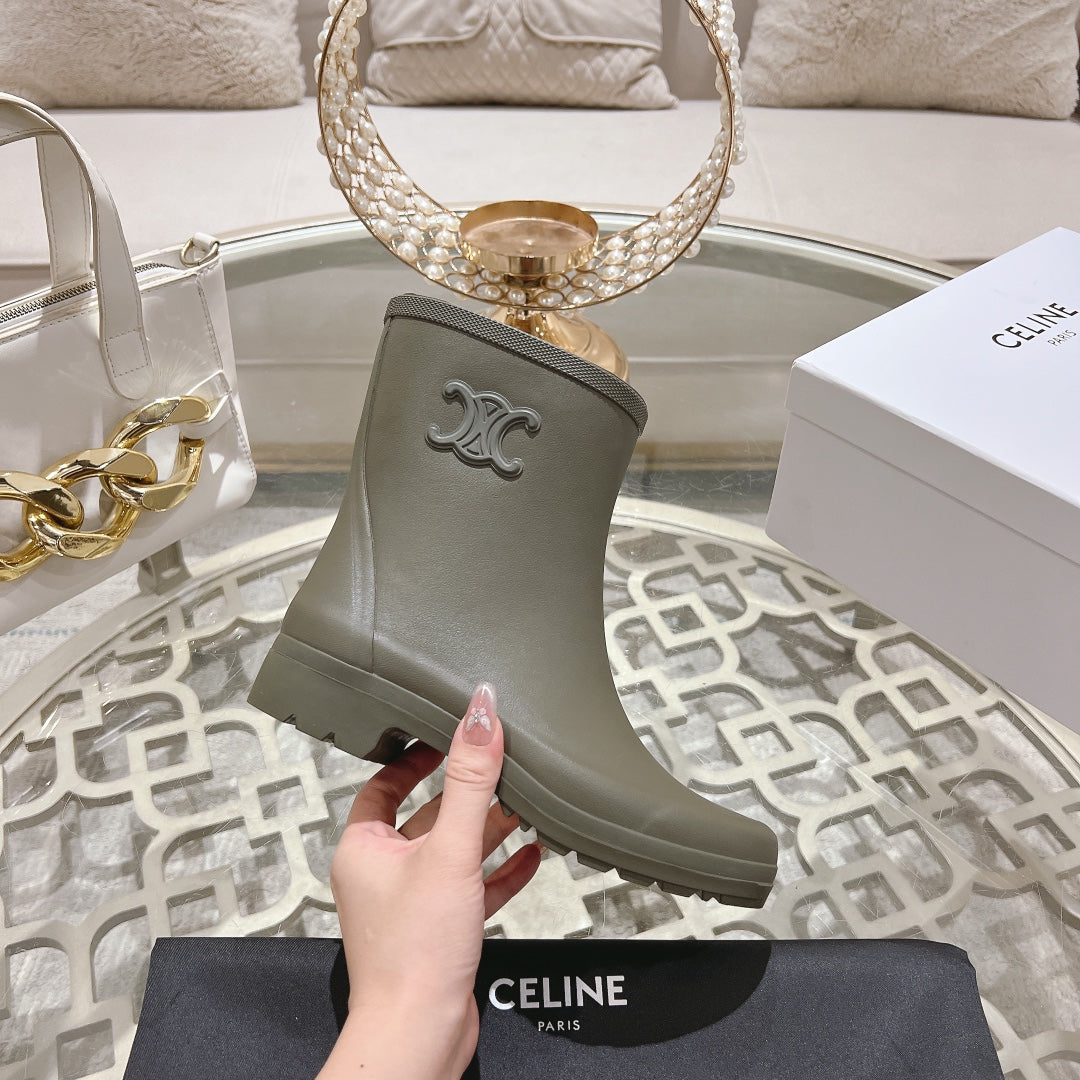 MID RAIN BOOTS IN WOOD BROWN NATURAL RUBBER