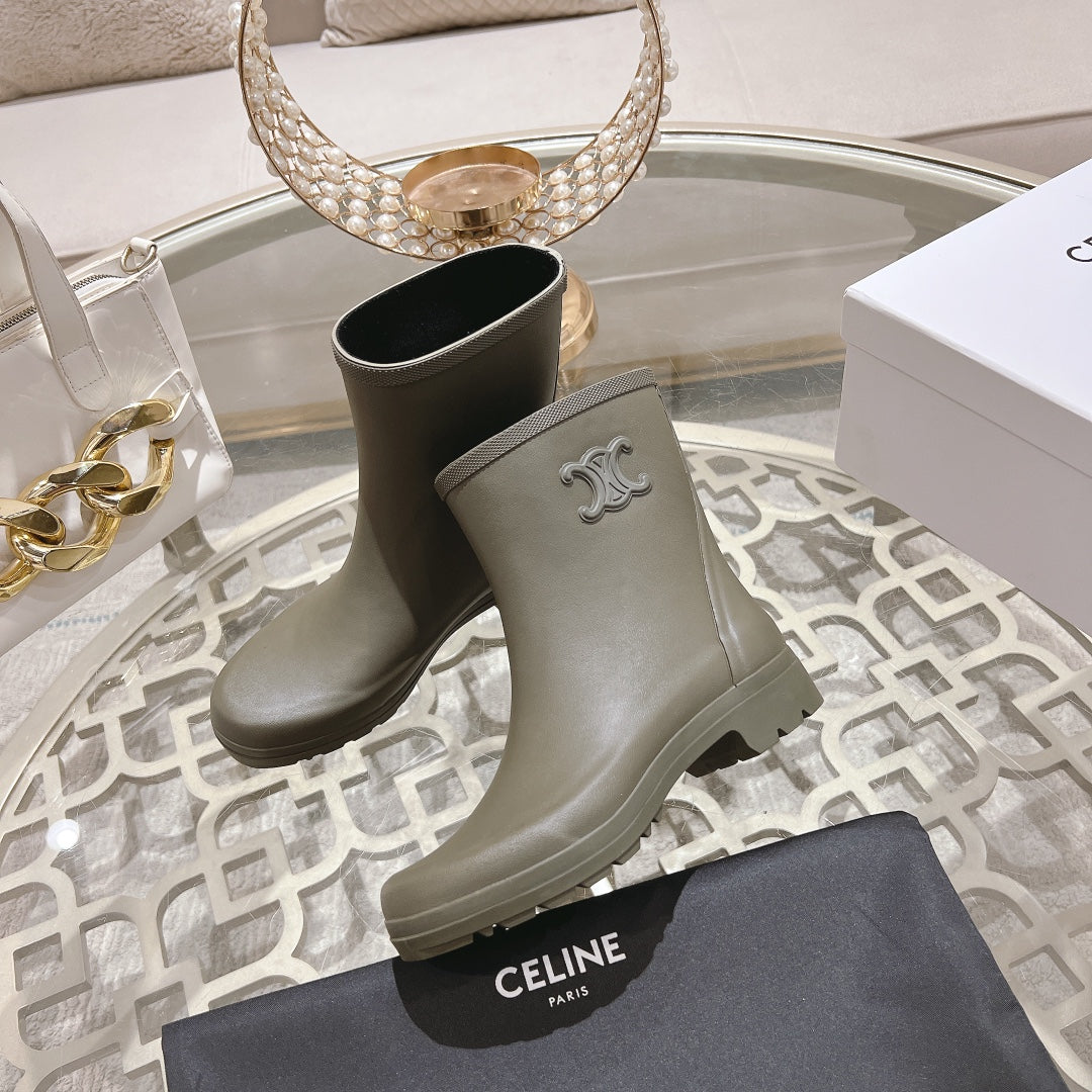 MID RAIN BOOTS IN WOOD BROWN NATURAL RUBBER