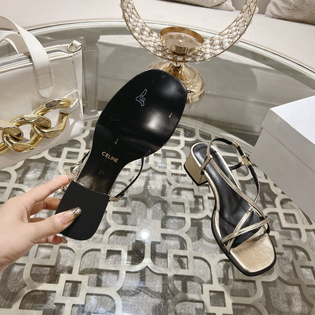 HIGH SANDAL 45MM IN GOLD LAMBSKIN