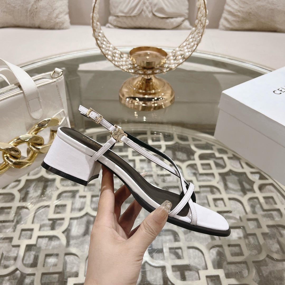 HIGH SANDAL 45MM IN WHITE LAMBSKIN