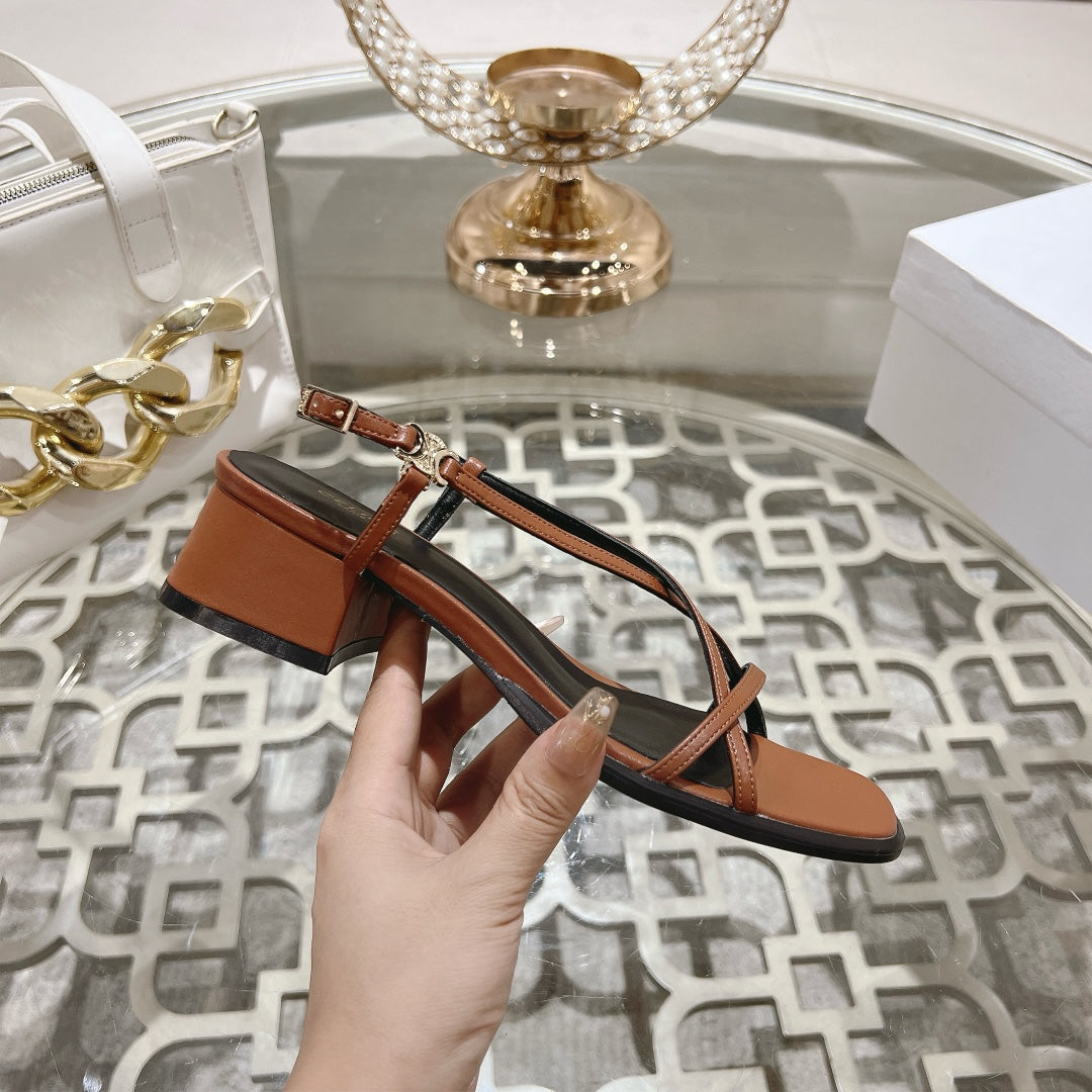 HIGH SANDAL 45MM IN RUSSET BROWN LAMBSKIN