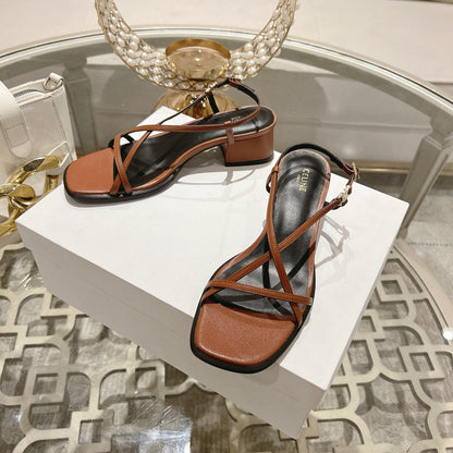 HIGH SANDAL 45MM IN RUSSET BROWN LAMBSKIN