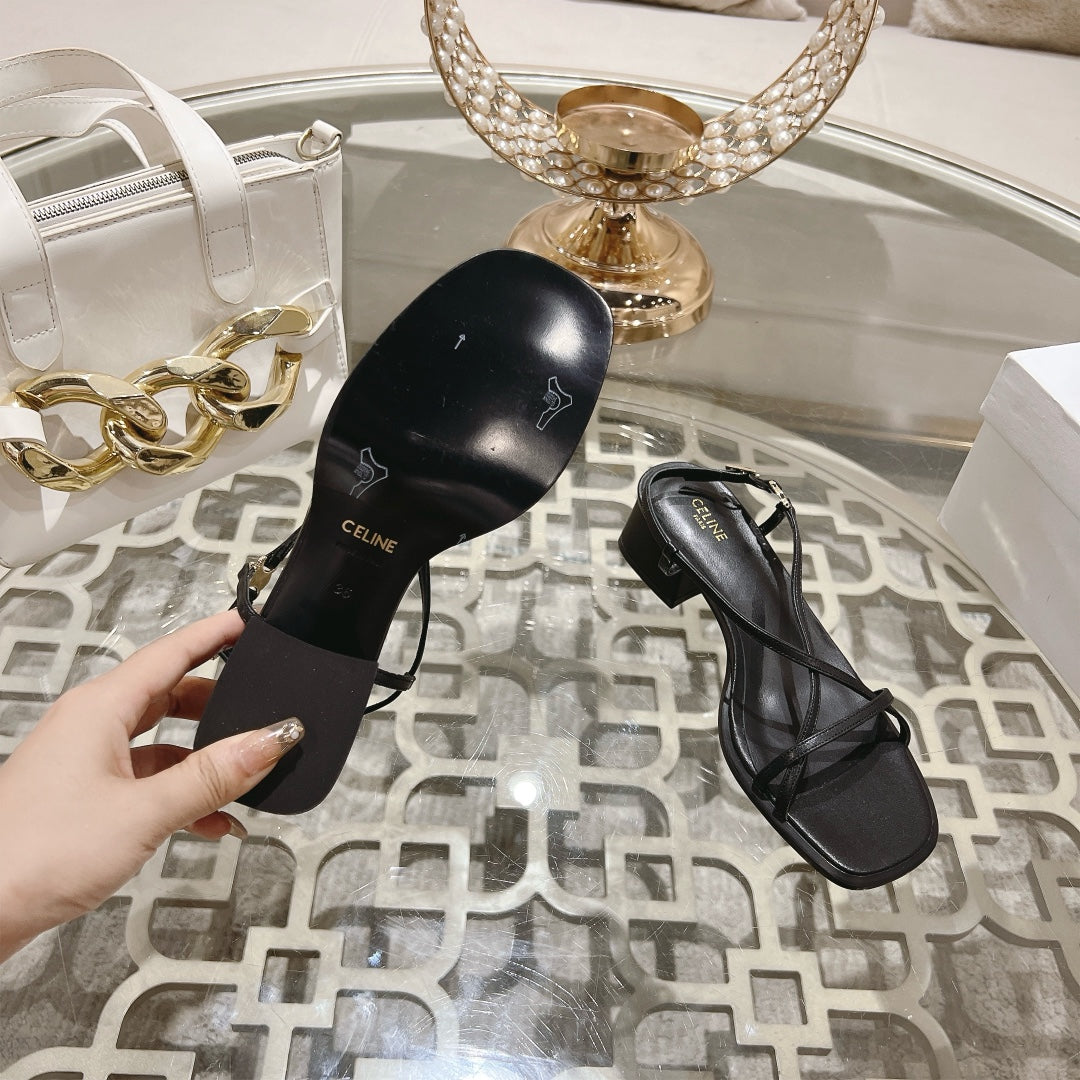 HIGH SANDAL 45MM IN BLACK LAMBSKIN