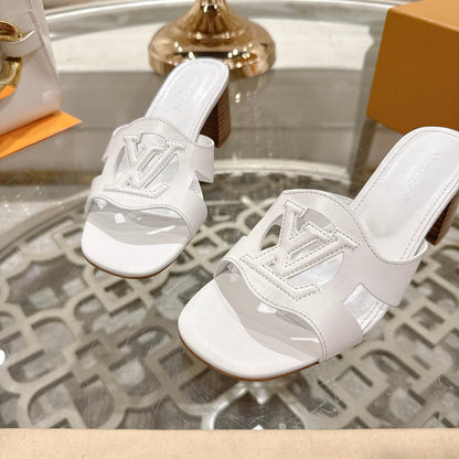 ISOLA HIGH 55 MM MULE IN WHITE CALFSKIN