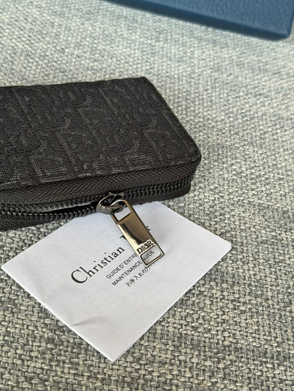 ZIPPED MINI WALLET 10 IN BLACK MONOGRAM OBLIQUE JACQUARD