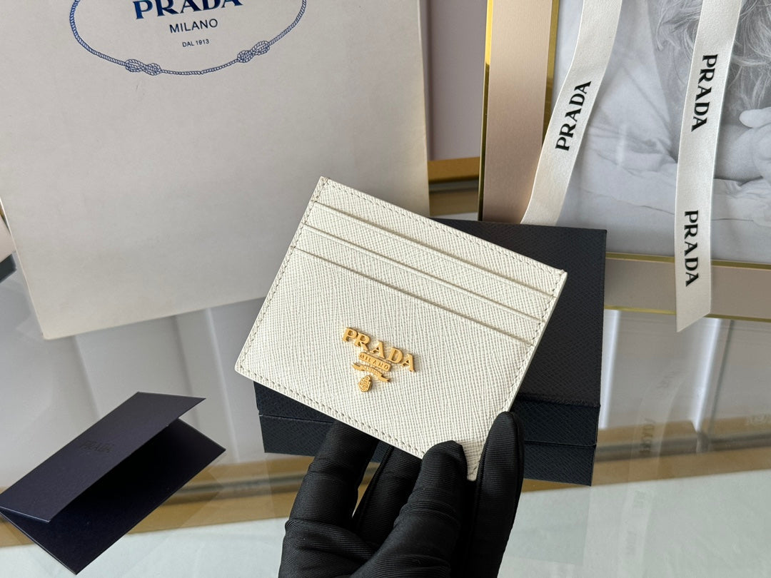 PRA 10 CARD HOLDER IN WHITE CALFSKIN
