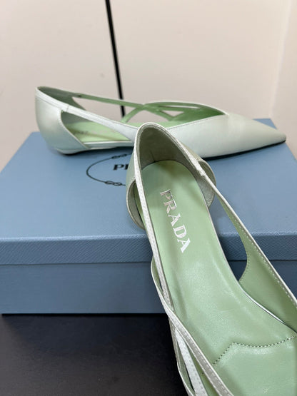 CUT-OUT BALLERINAS IN CHETWODE GREEN SATIN